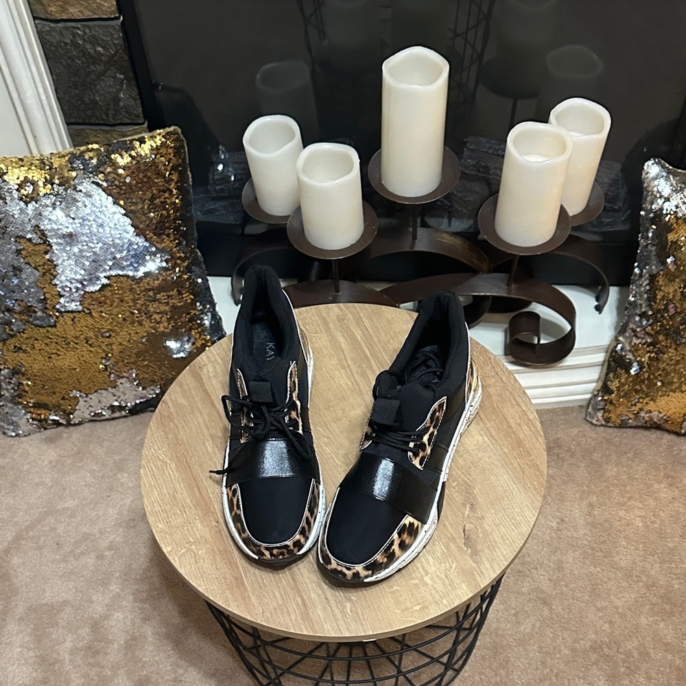 Chic Black Sneakers with Leopard Accents